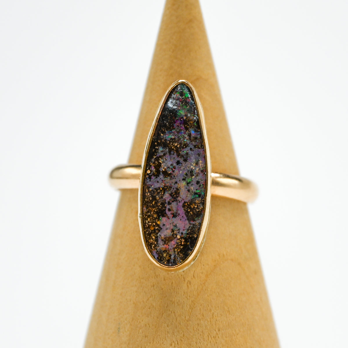 Gold fill xxl Australian boulder opal size 7