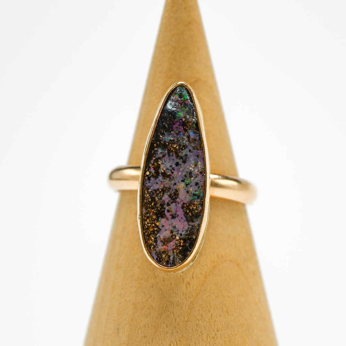 Gold fill xxl Australian boulder opal size 7