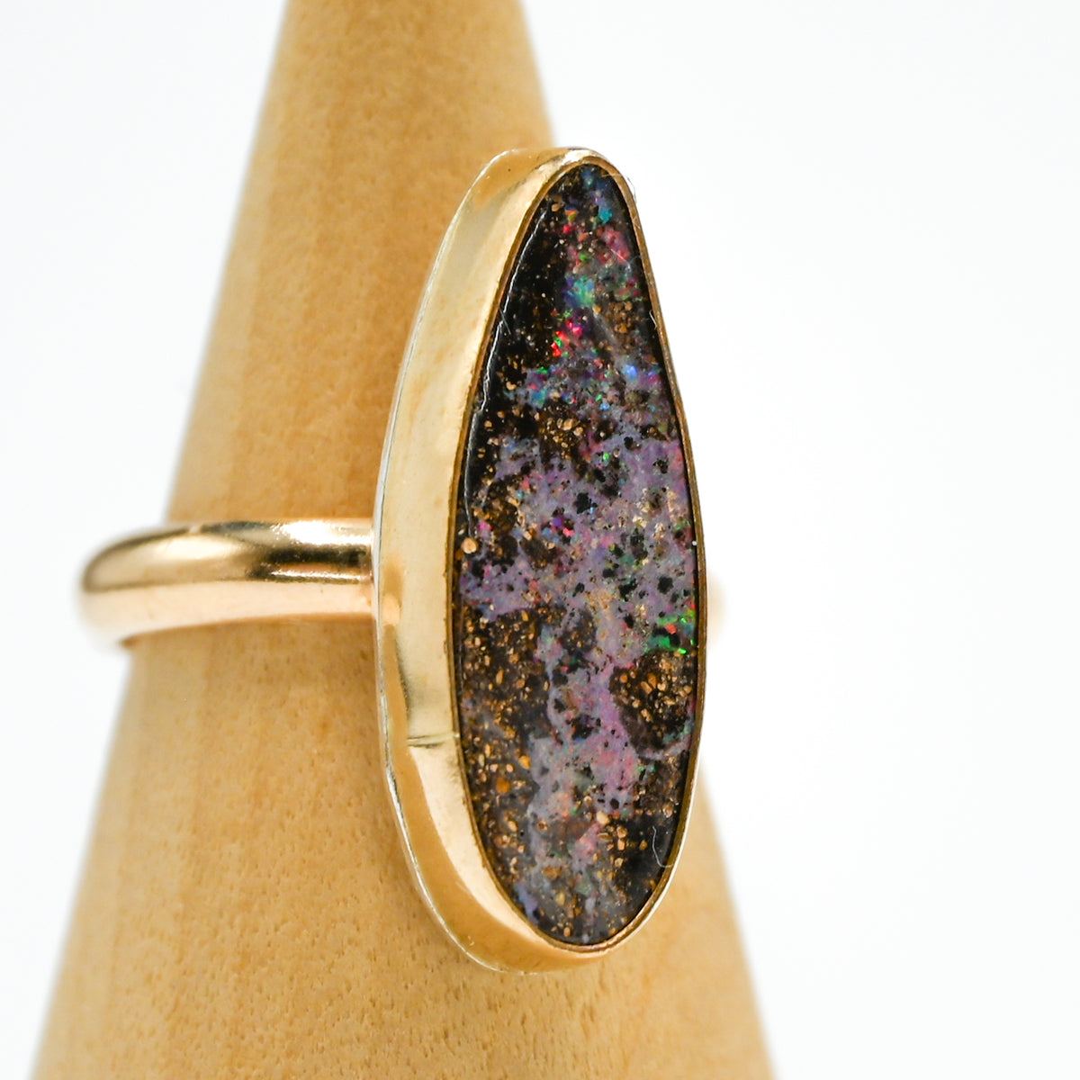 Gold fill xxl Australian boulder opal size 7