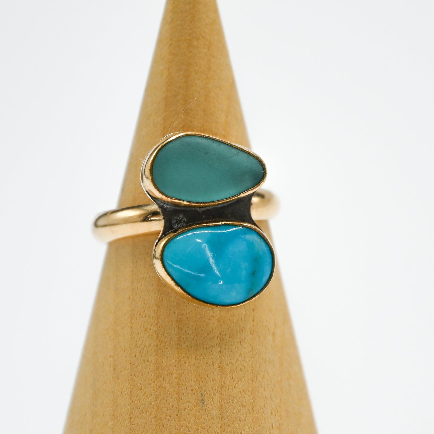 Gold fill aqua sea glass and sleeping beauty turquoise