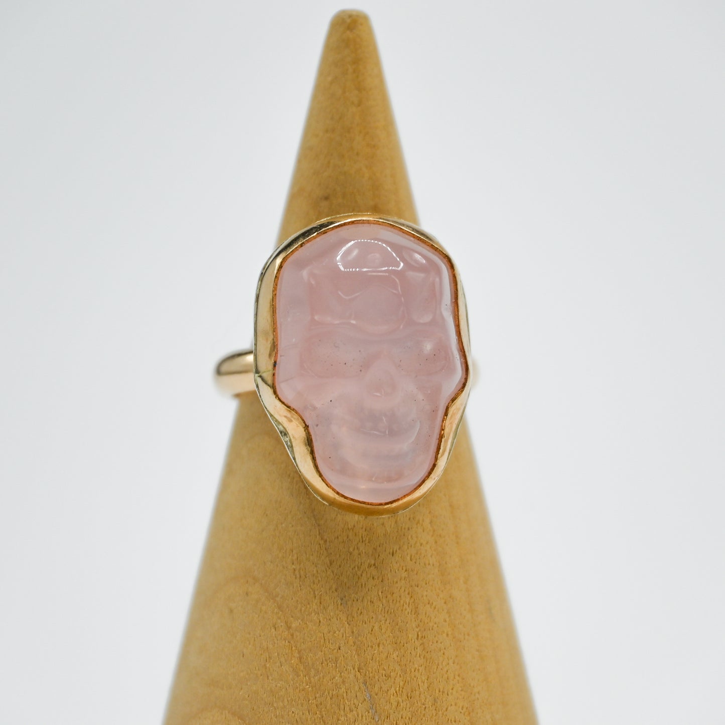 Gold fill xl rose quartz skull size 7