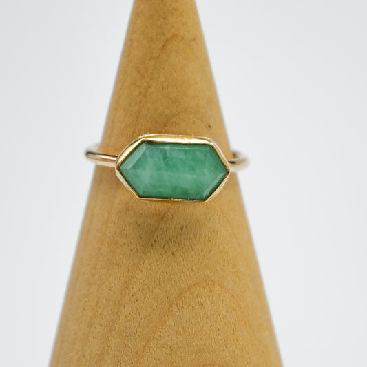 Gold fill horizontal rose cut emerald hexagon size 7