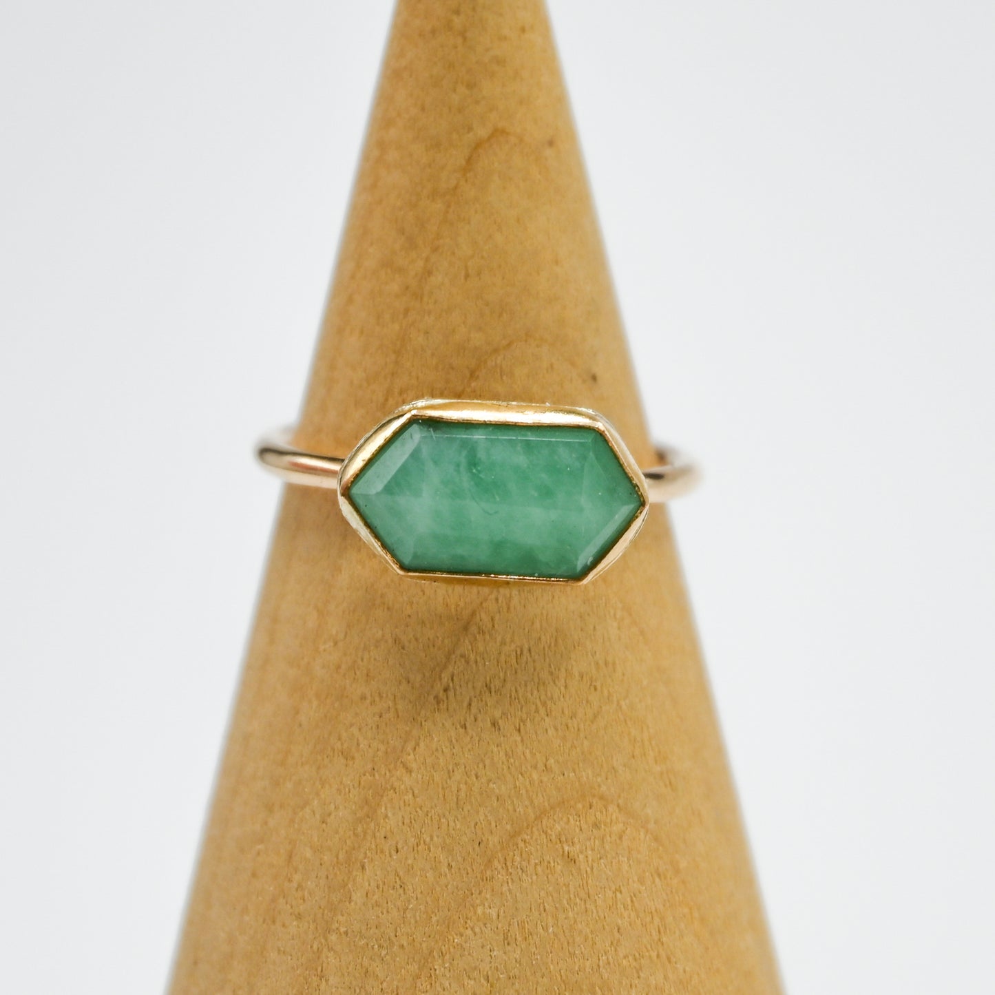 Gold fill horizontal rose cut emerald hexagon size 7