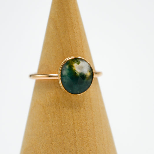 Gold fill rose cut moss agate size 7.5