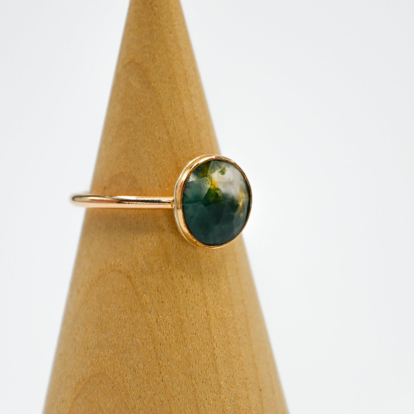 Gold fill rose cut moss agate size 7.5