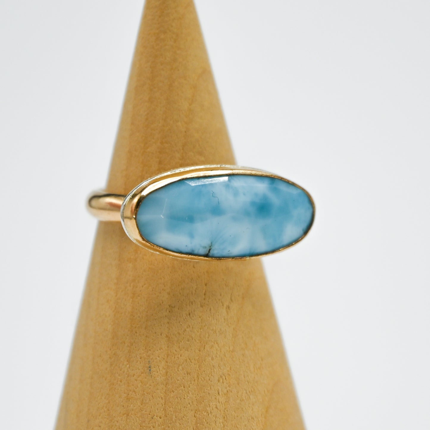 Gold fill xxl horizontal rose cut larimar size 7.5