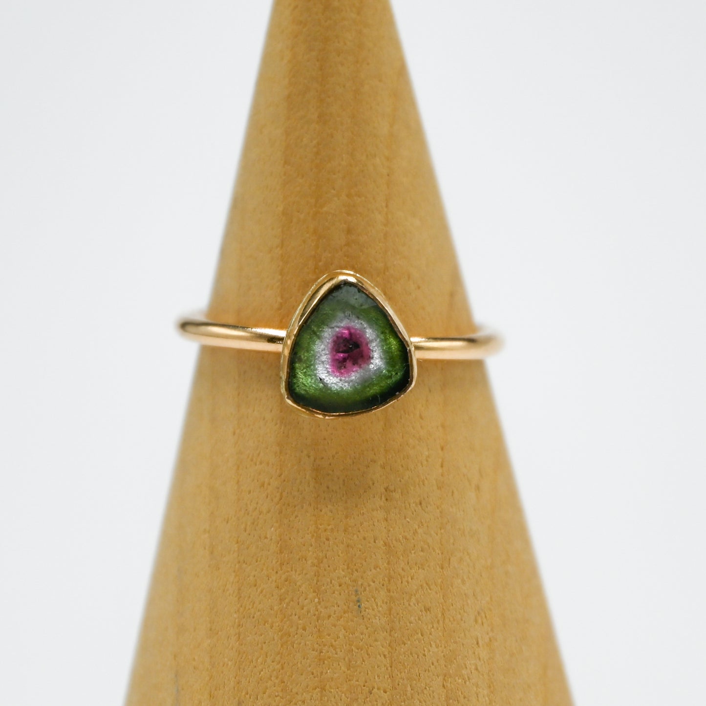Gold fill watermelon tourmaline slice size 7.75