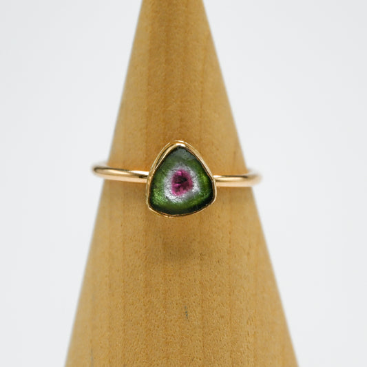 Gold fill watermelon tourmaline slice size 7.75
