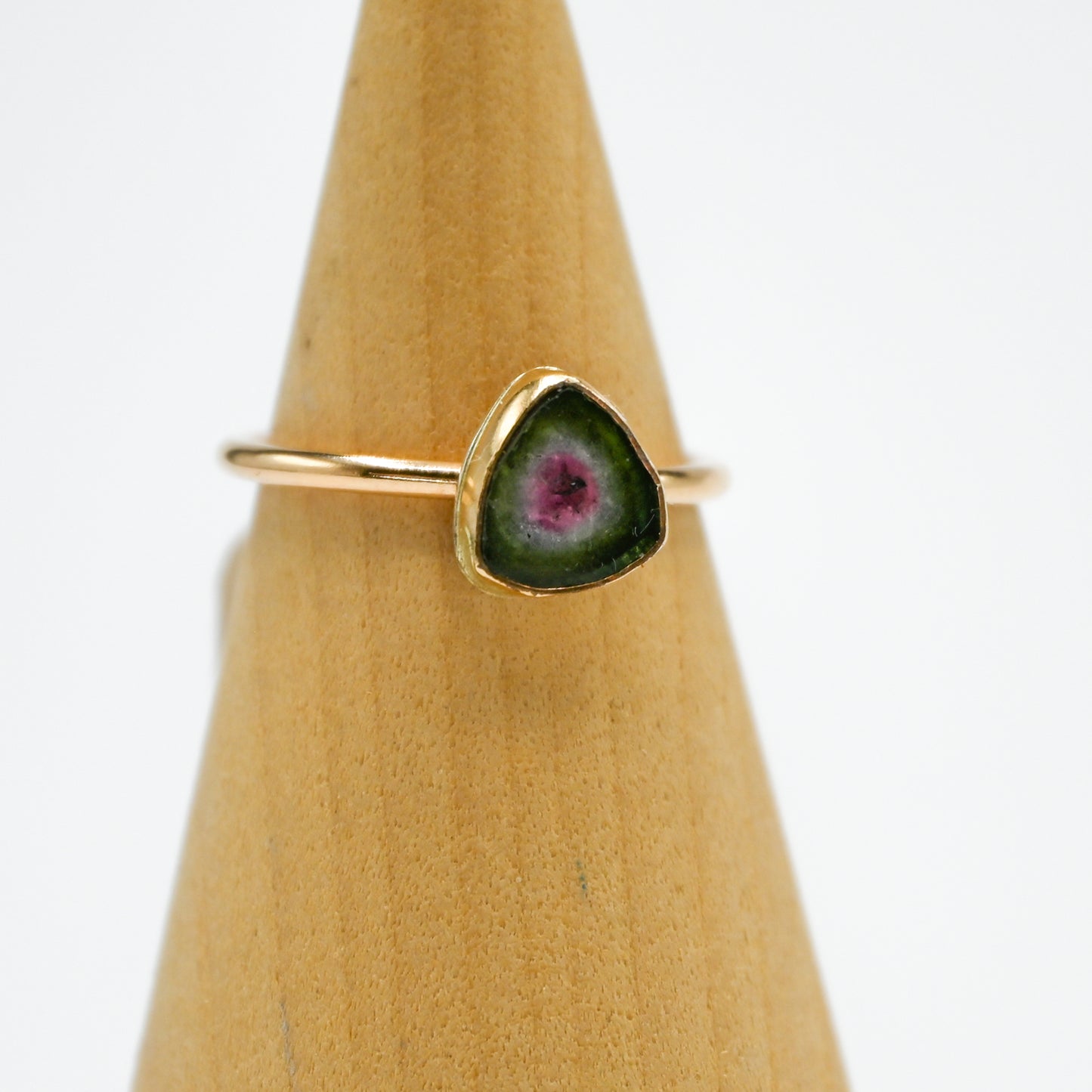 Gold fill watermelon tourmaline slice size 7.75