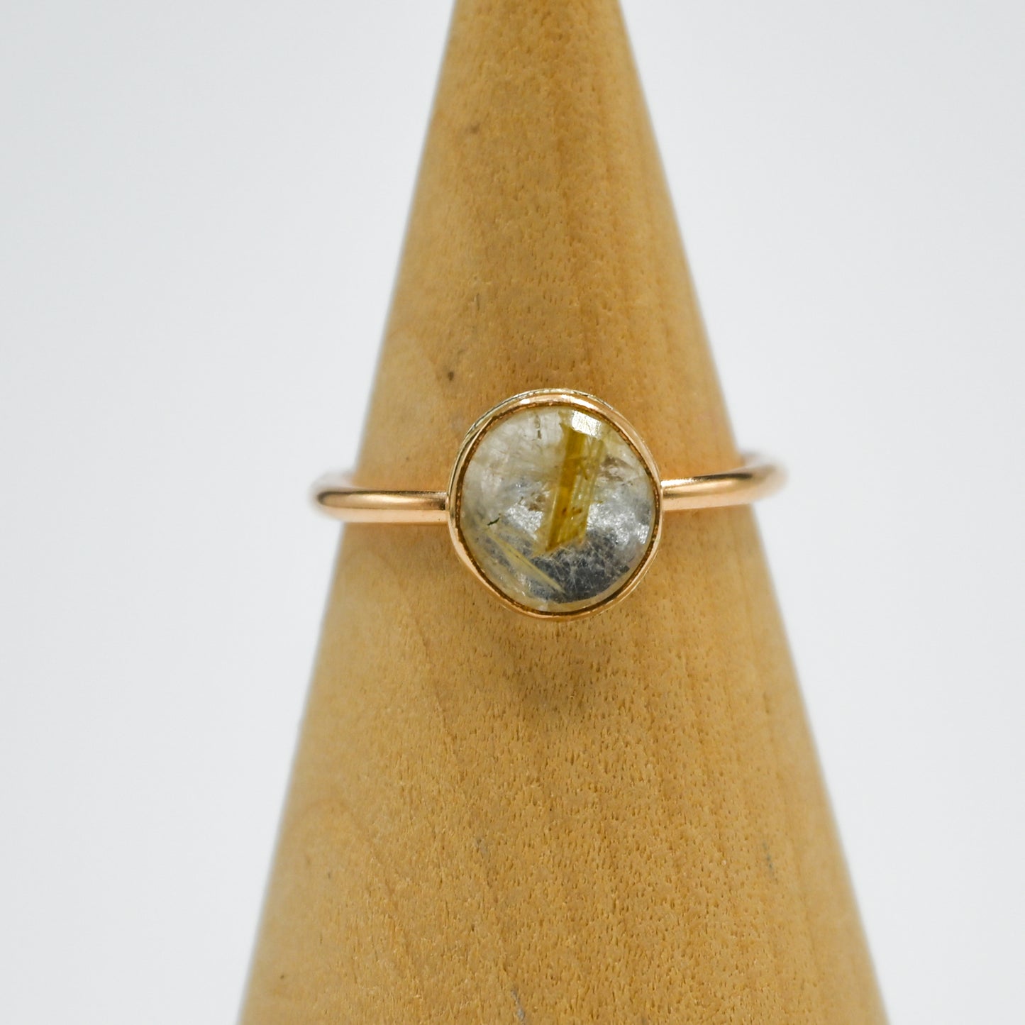 Gold fill rose cut rutile quartz size 7.75