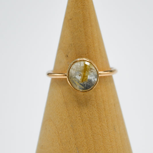 Gold fill rose cut rutile quartz size 7.75