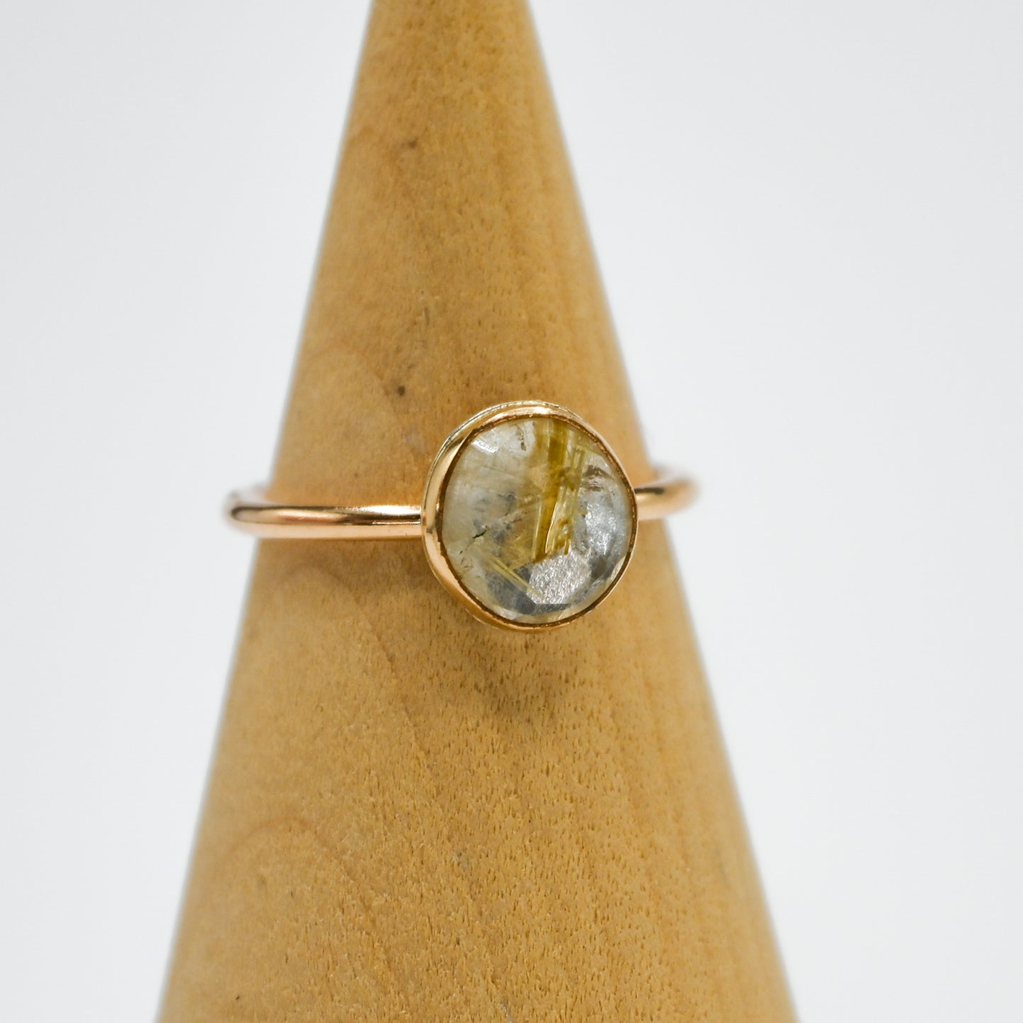Gold fill rose cut rutile quartz size 7.75