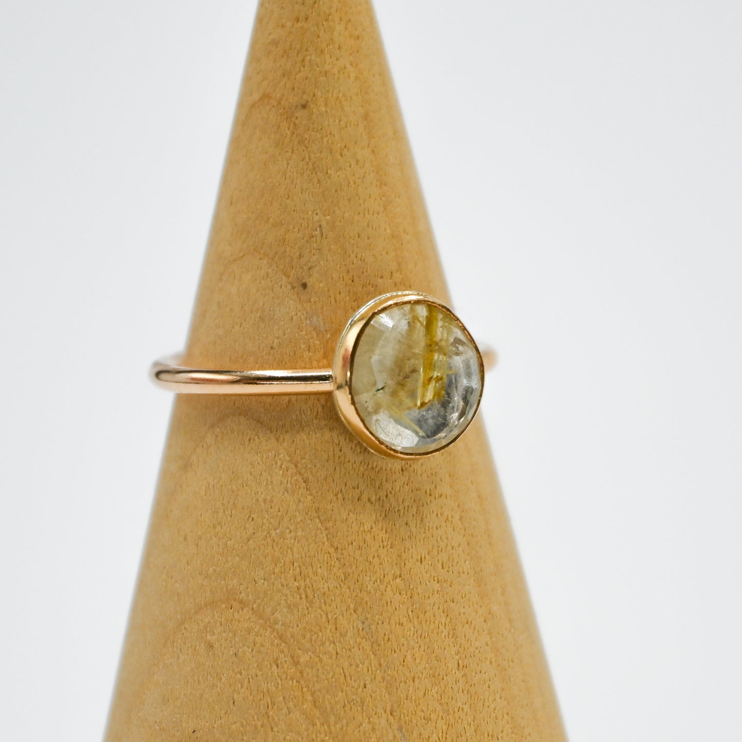 Gold fill rose cut rutile quartz size 7.75