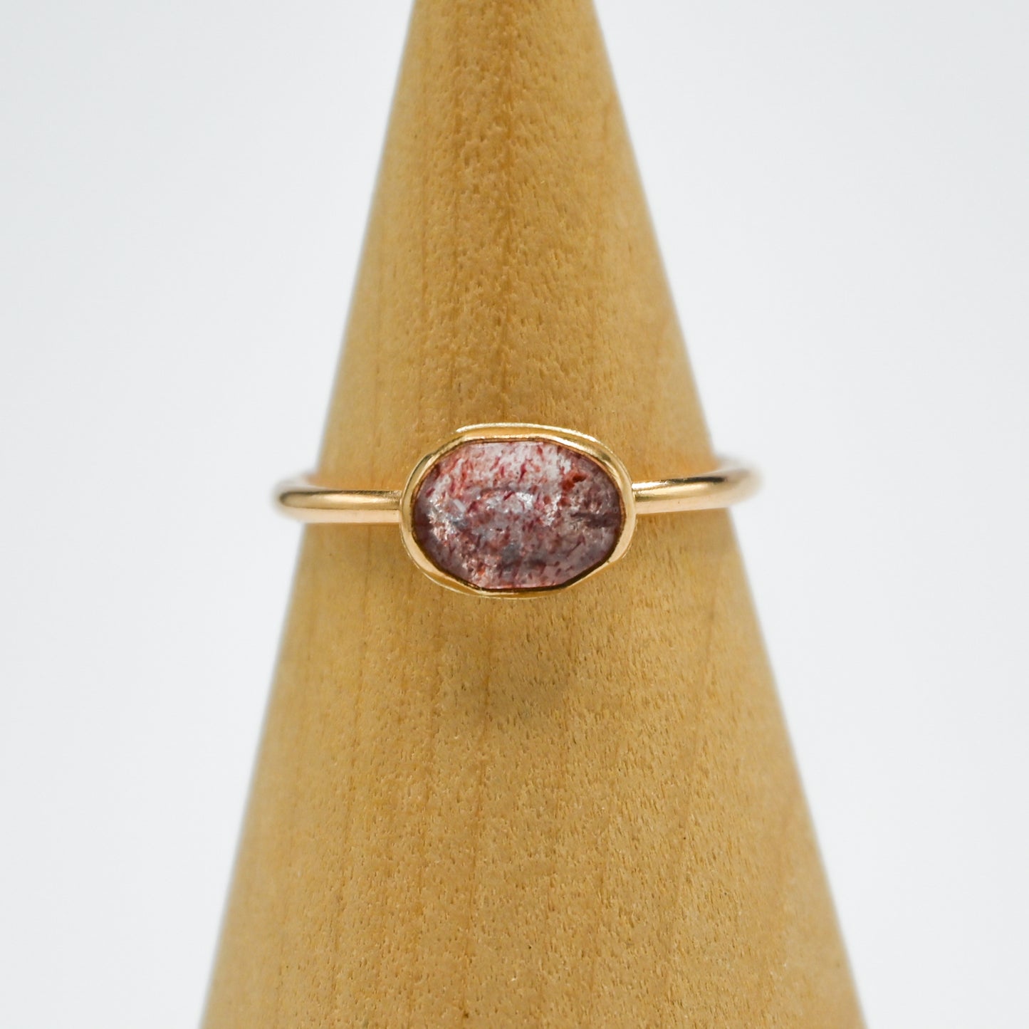 Gold fill rose cut horizontal strawberry quartz size 7.75