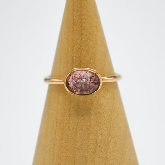 Gold fill rose cut horizontal strawberry quartz size 7.75