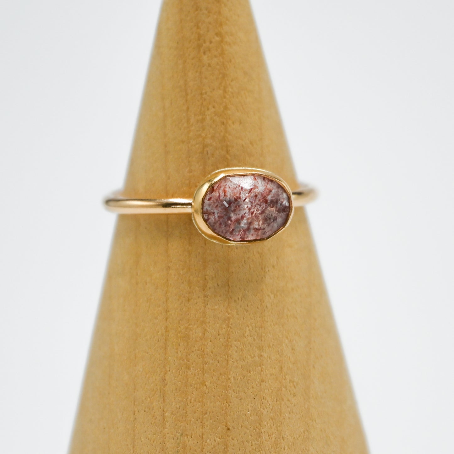 Gold fill rose cut horizontal strawberry quartz size 7.75