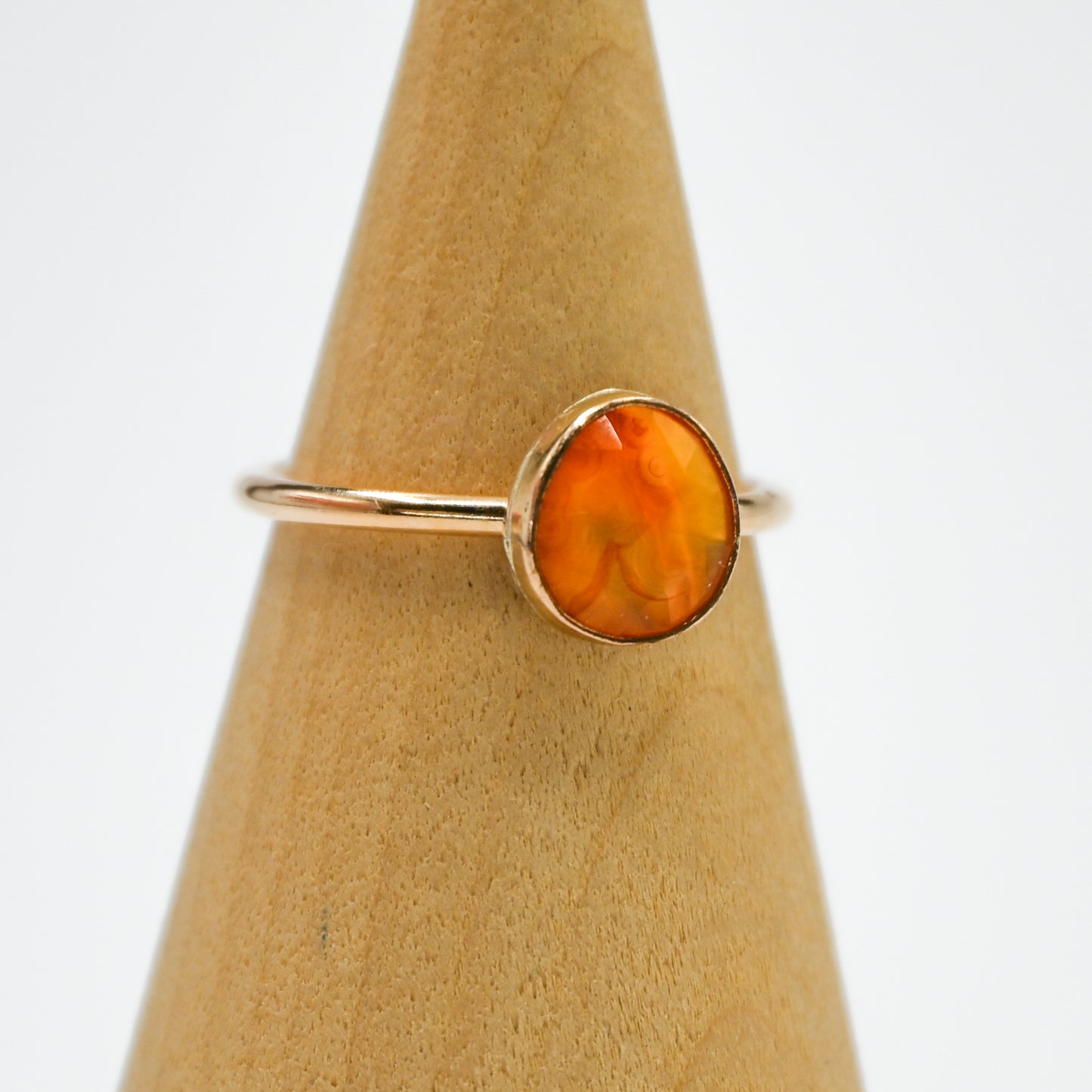 Gold fill rose cut carnelian size 8