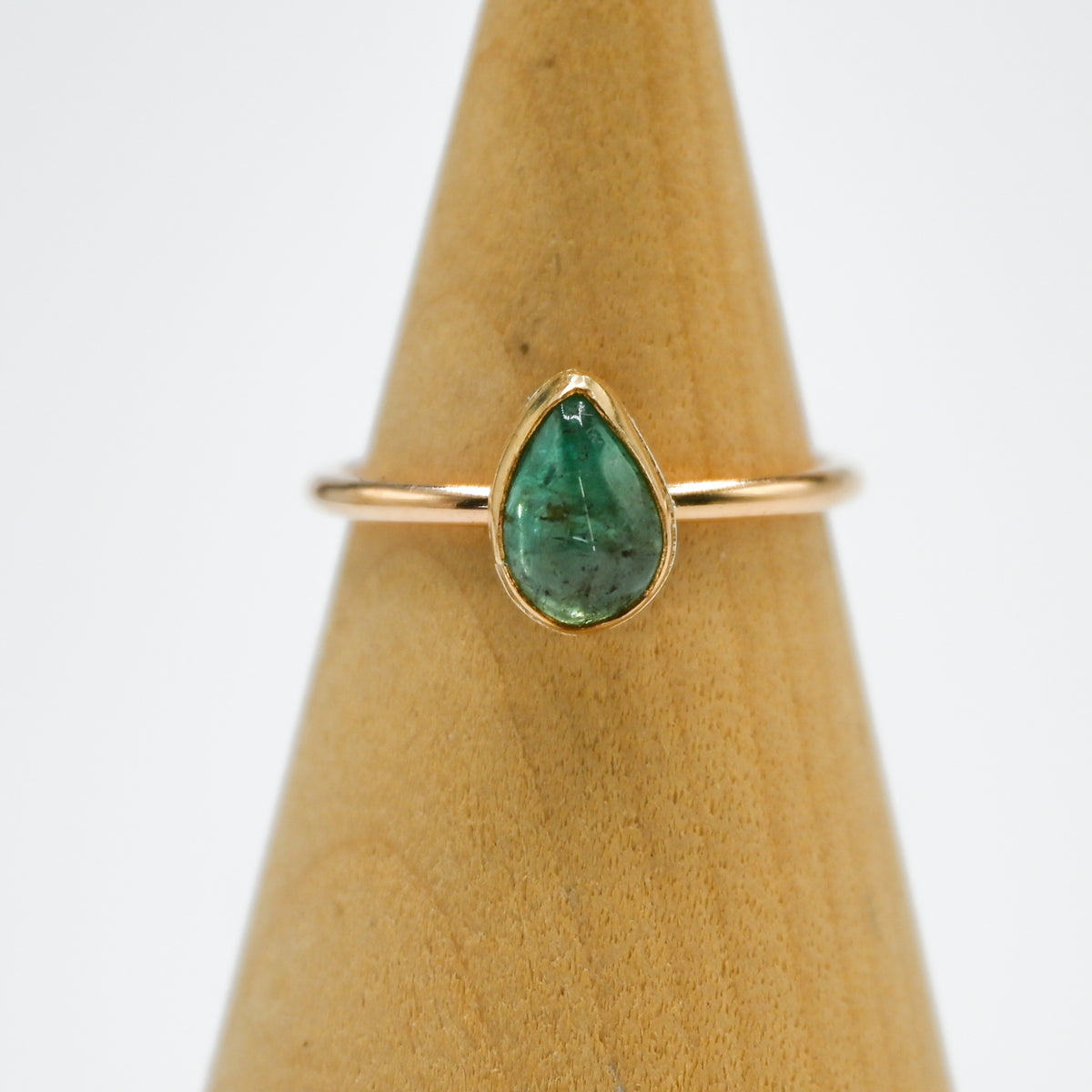 Gold fill pear emerald size 8