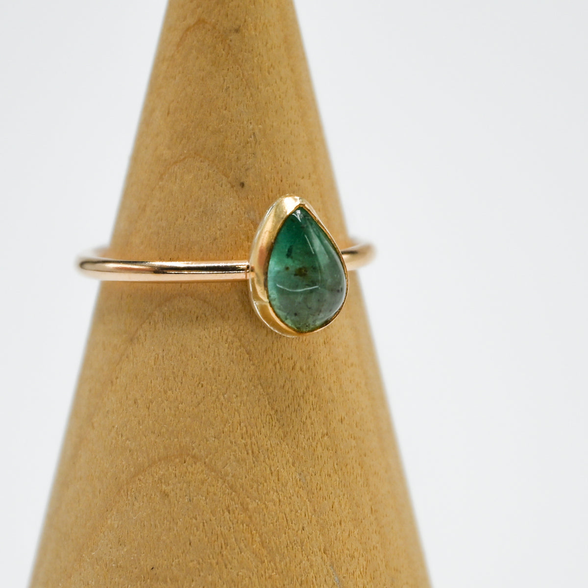 Gold fill pear emerald size 8