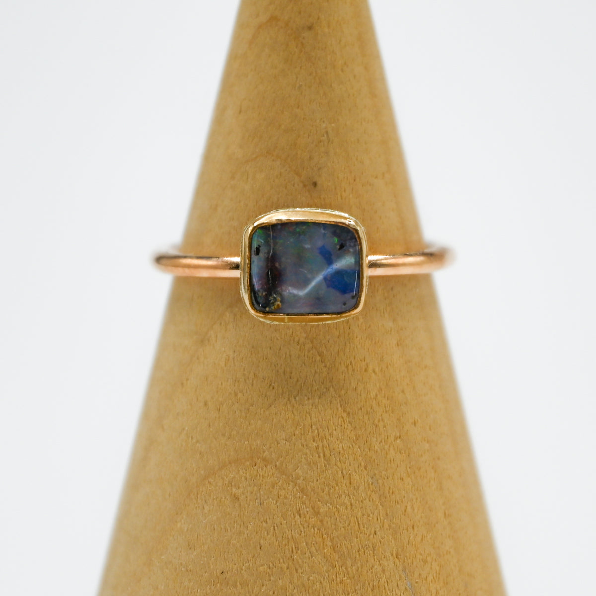 Gold fill horizontal Australian Boulder opal size 8