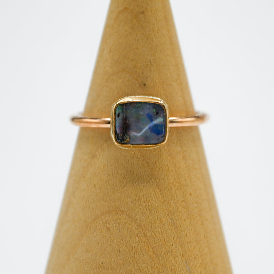 Gold fill horizontal Australian Boulder opal size 8