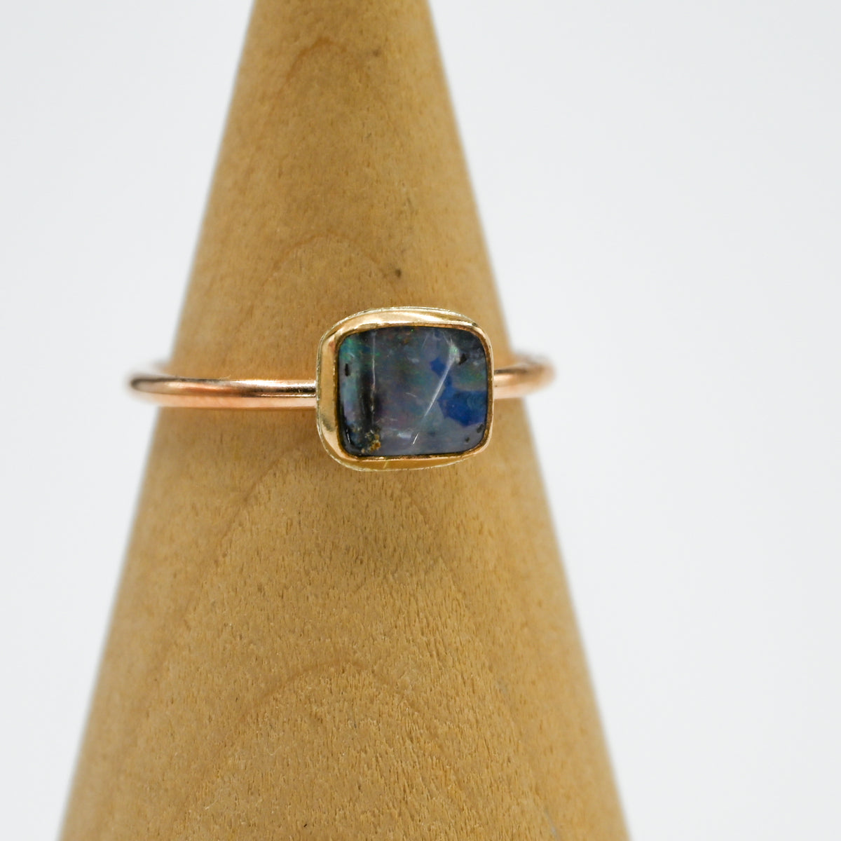 Gold fill horizontal Australian Boulder opal size 8
