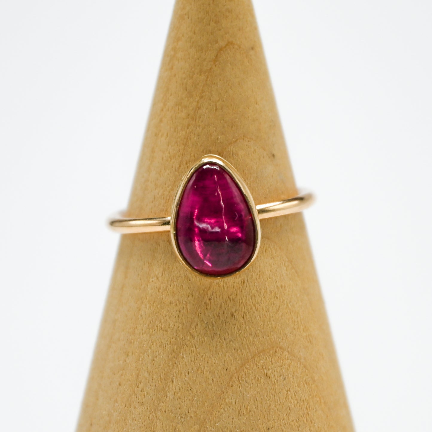 Gold fill pear ruby size 8