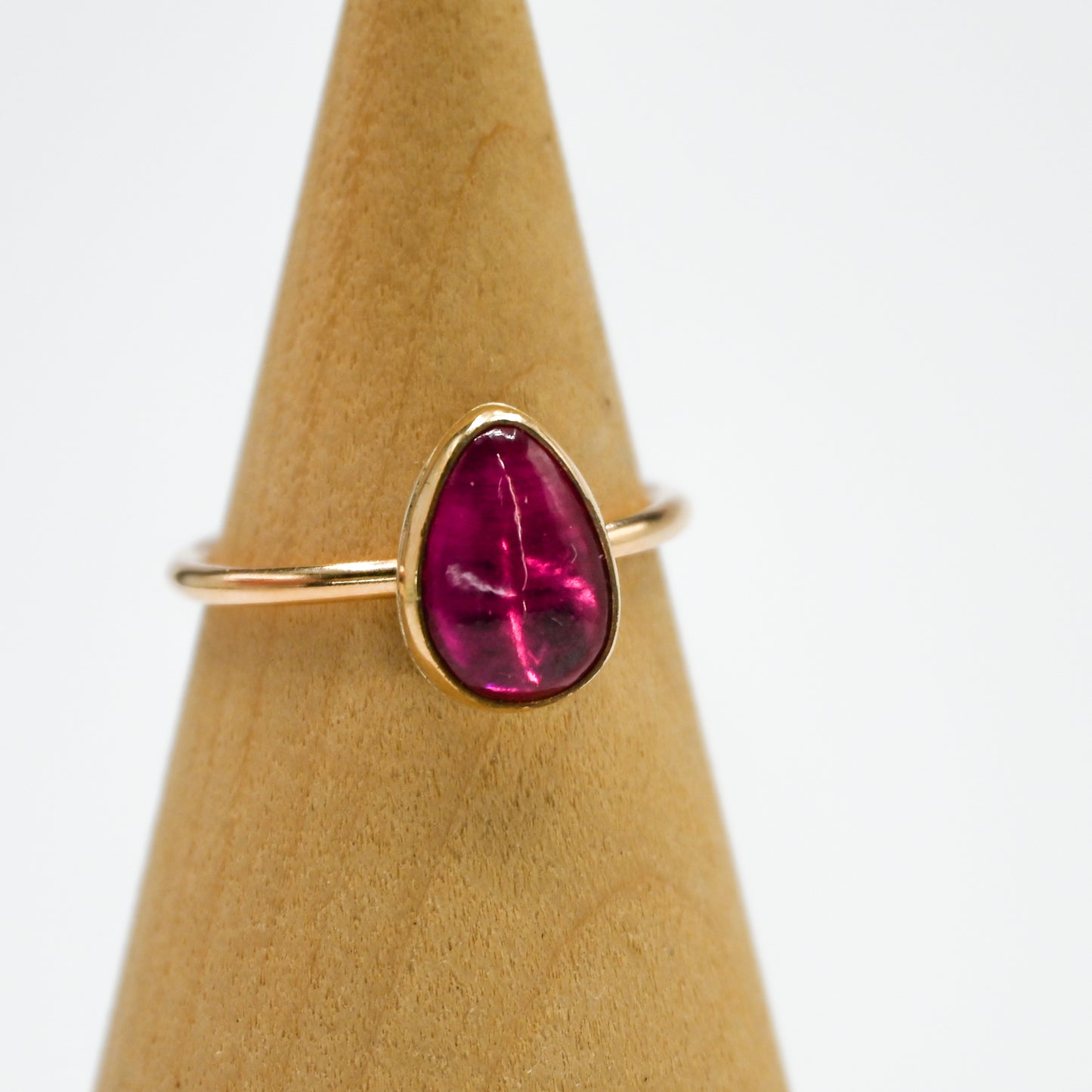 Gold fill pear ruby size 8