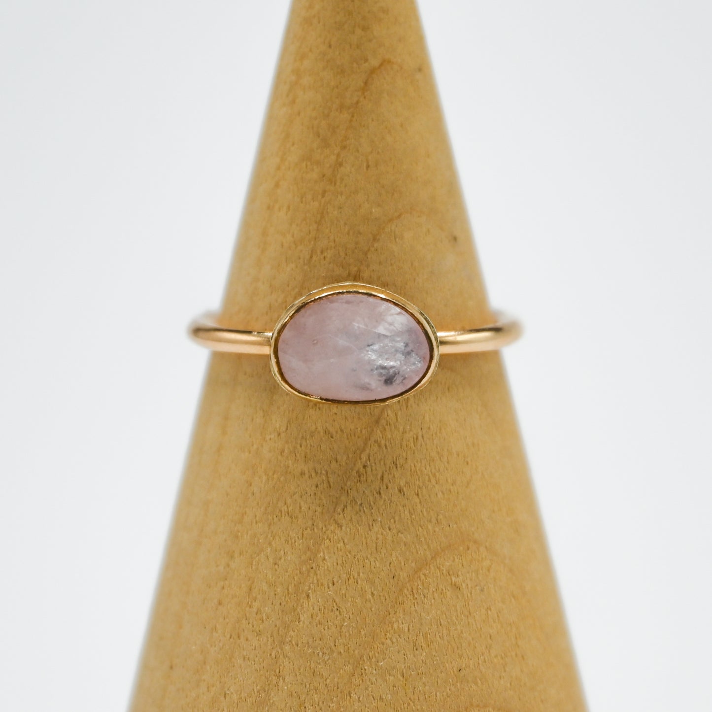 Gold fill horizontal rose cut morganite size 8