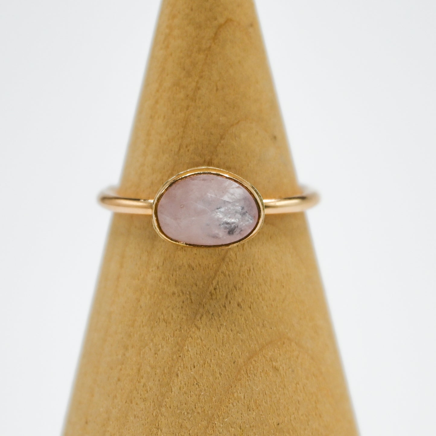 Gold fill horizontal rose cut morganite size 8
