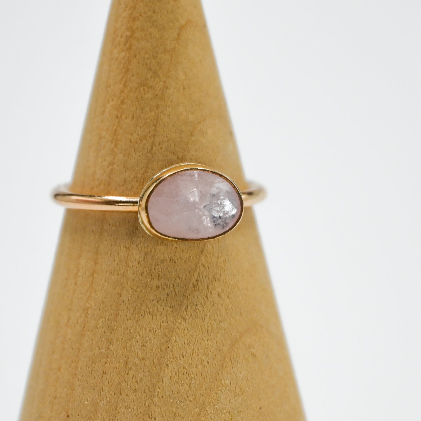Gold fill horizontal rose cut morganite size 8
