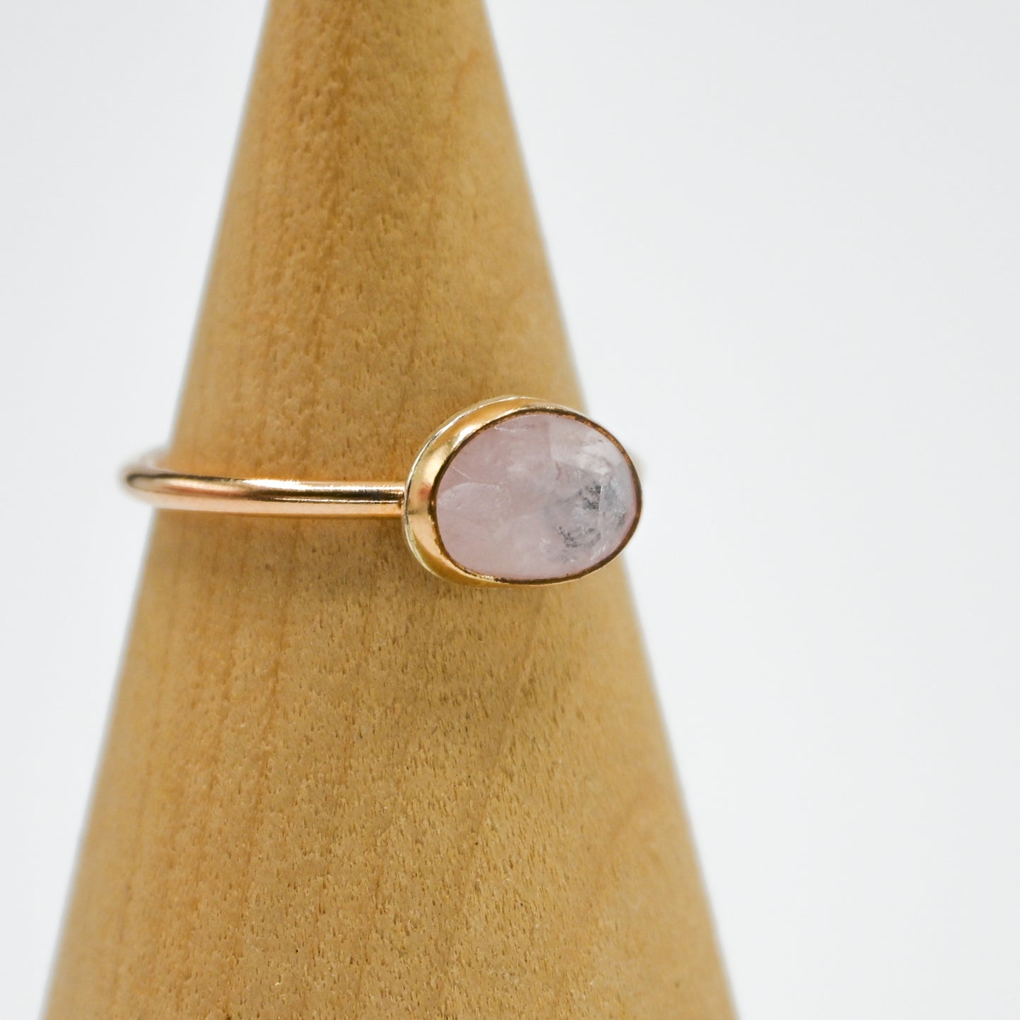 Gold fill horizontal rose cut morganite size 8