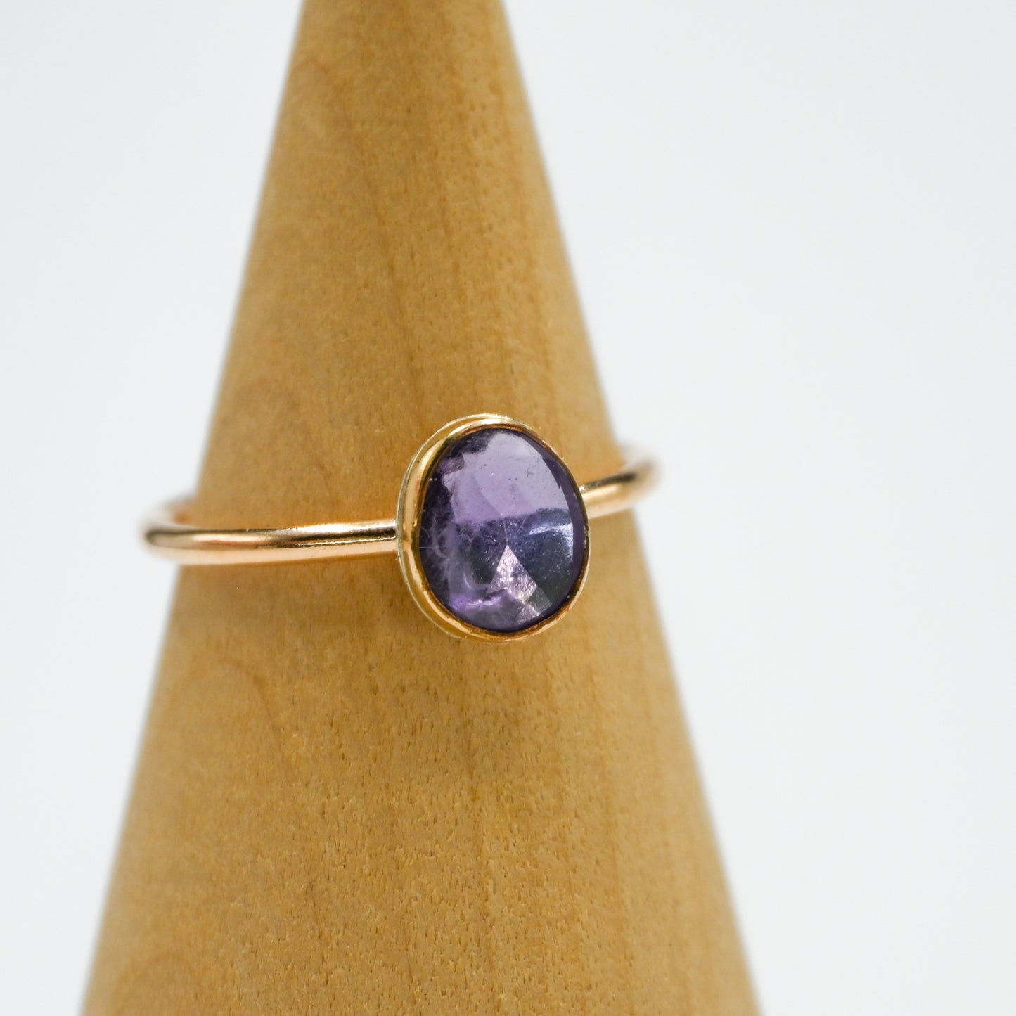 Gold fill rose cut amethyst size 8.25