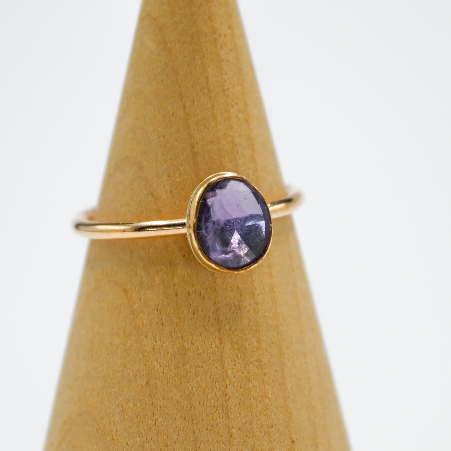 Gold fill rose cut amethyst size 8.25