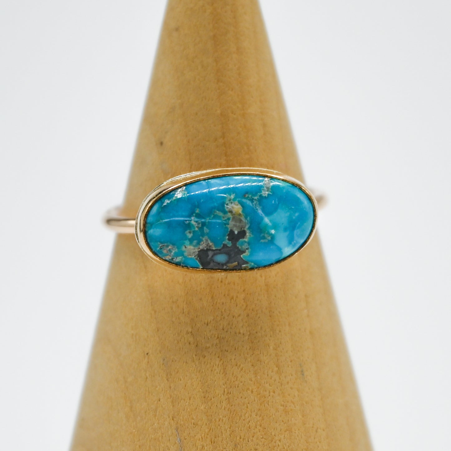 Gold fill xl horizontal kingman turquoise size 8.5
