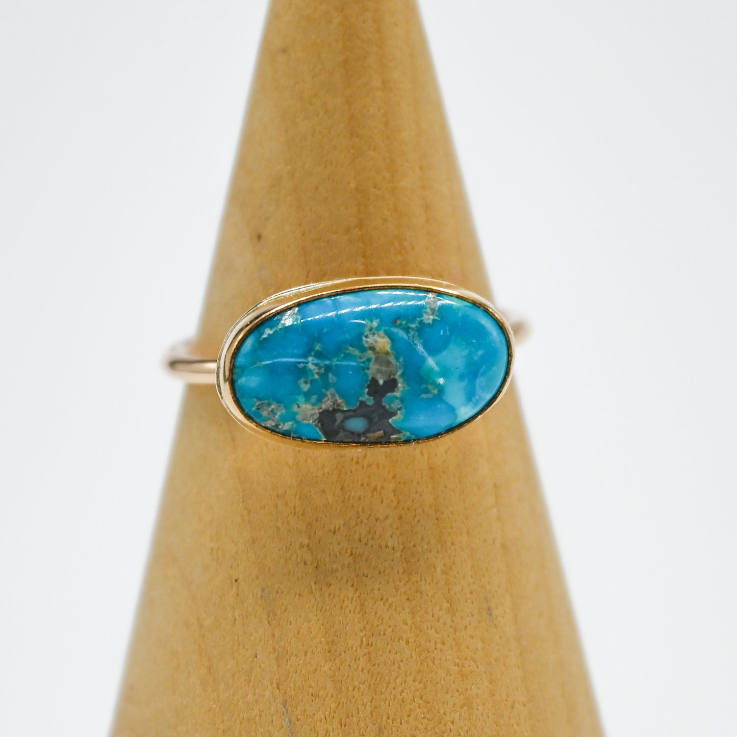Gold fill xl horizontal kingman turquoise size 8.5