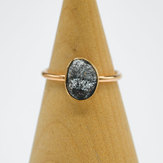 Gold fill rose cut moss aquamarine size 8.75
