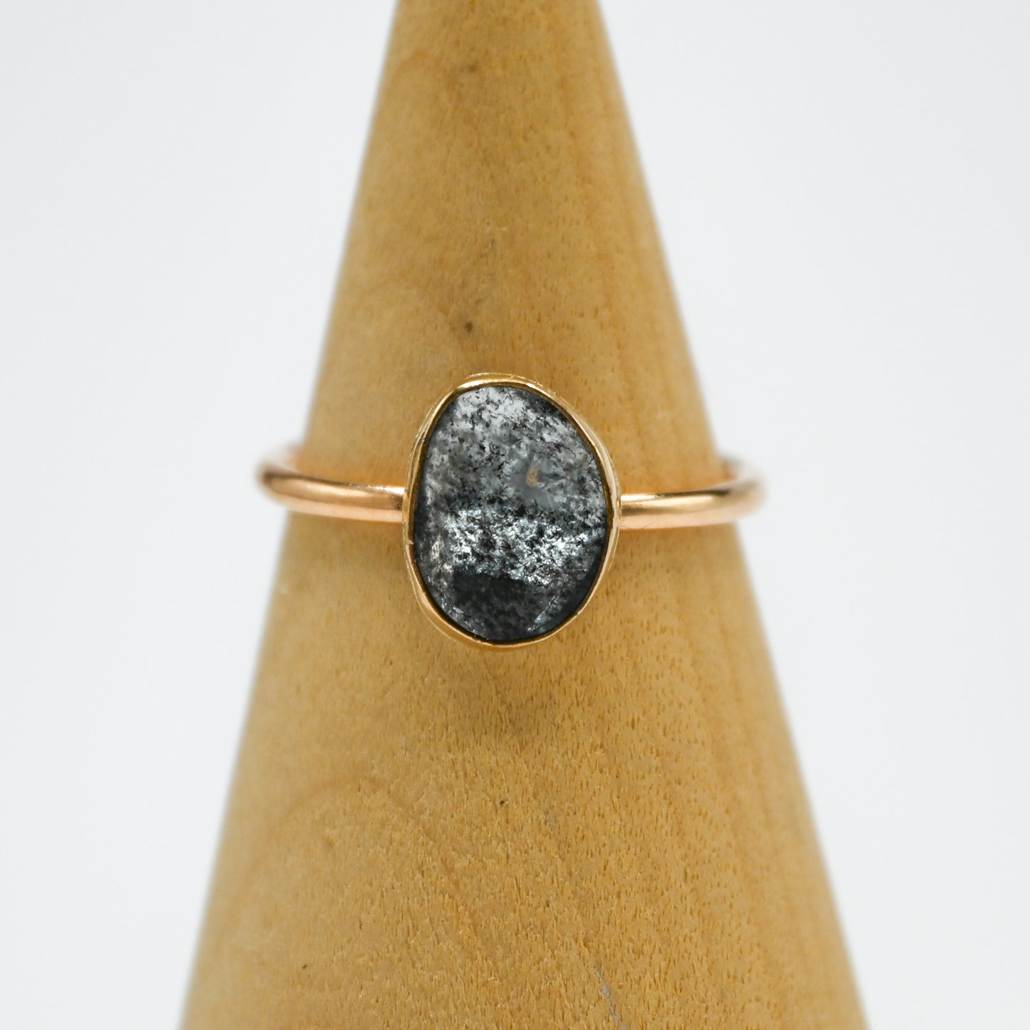 Gold fill rose cut moss aquamarine size 8.75
