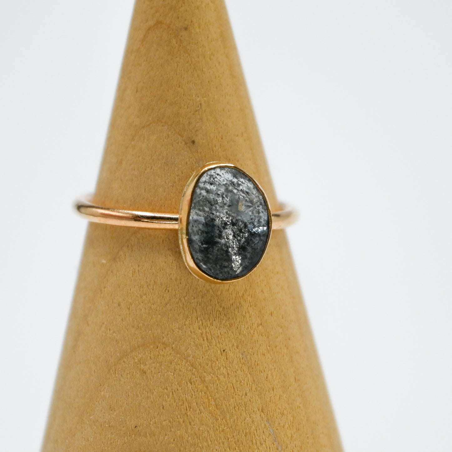 Gold fill rose cut moss aquamarine size 8.75