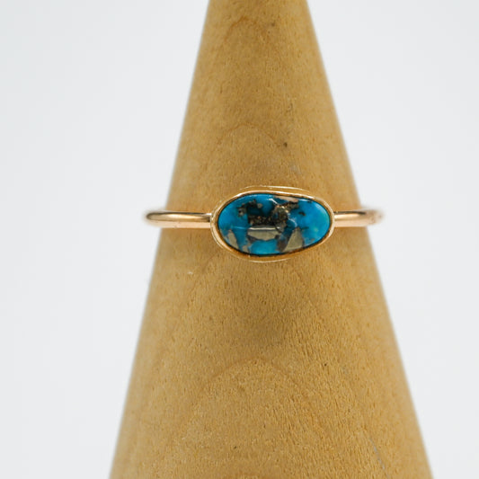 Gold fill mini horizontal sonoran gold turquoise size 8.75