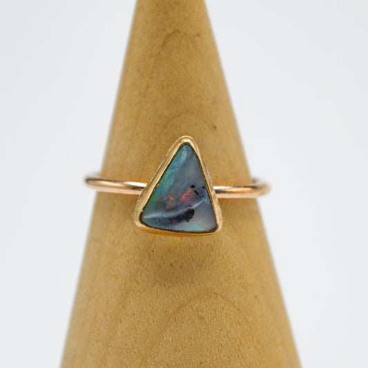 Gold fill triangle Australian boulder opal size 8.75