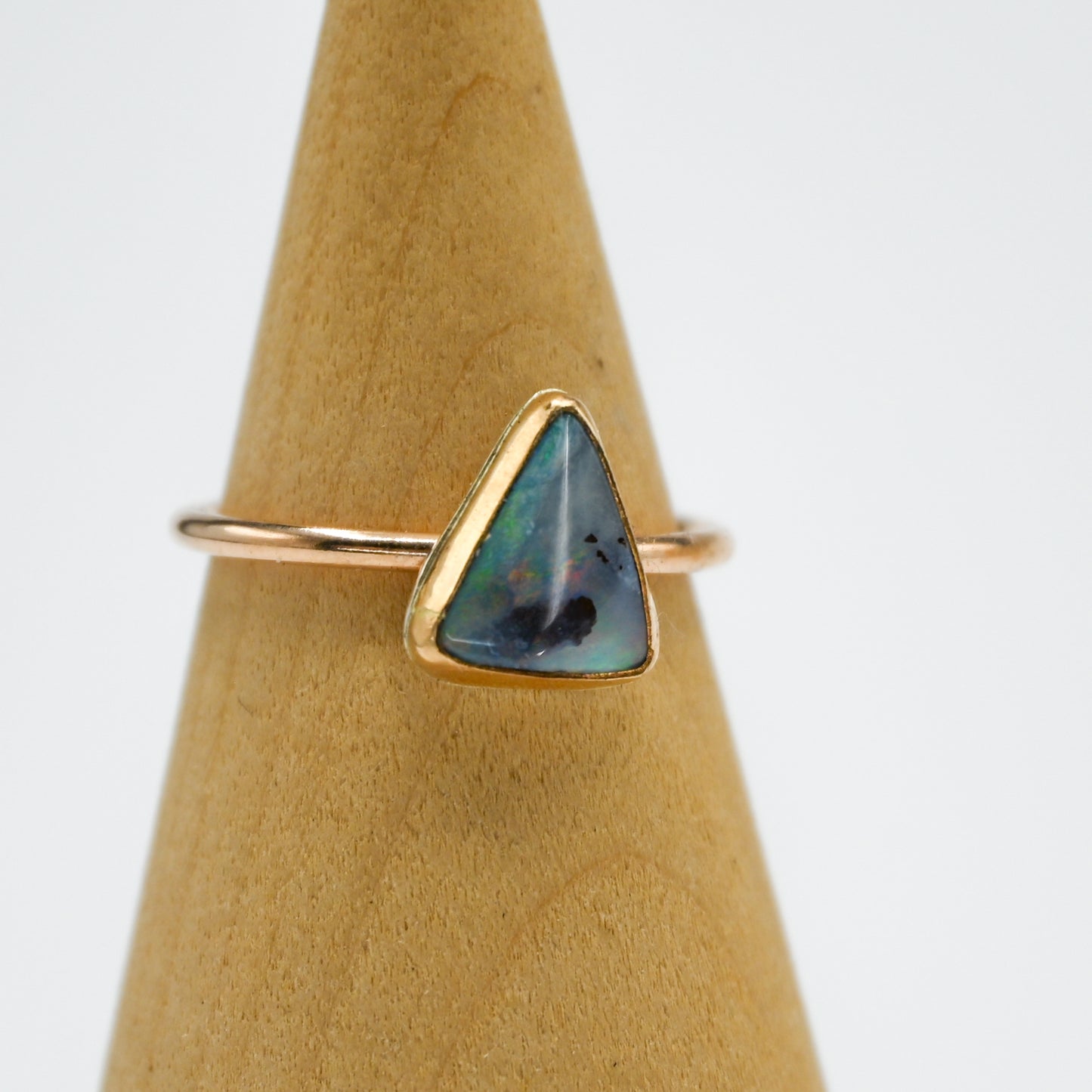 Gold fill triangle Australian boulder opal size 8.75