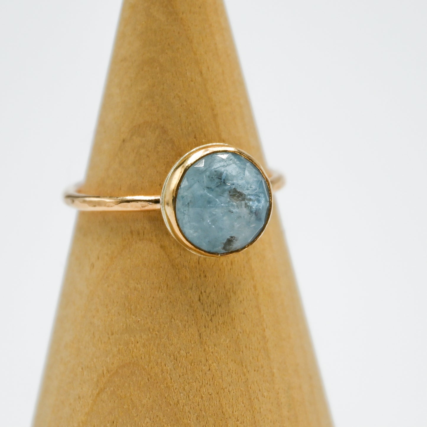 Gold fill rose cut aquamarine size 9.25