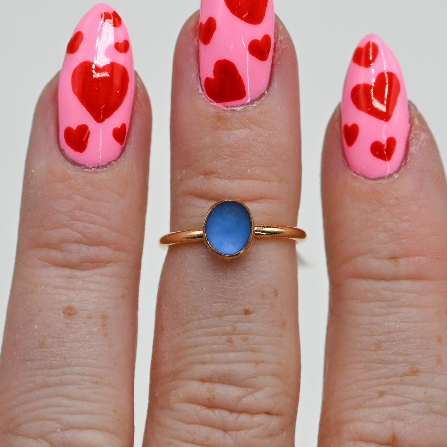 Gold fill cornflower sea glass size 4
