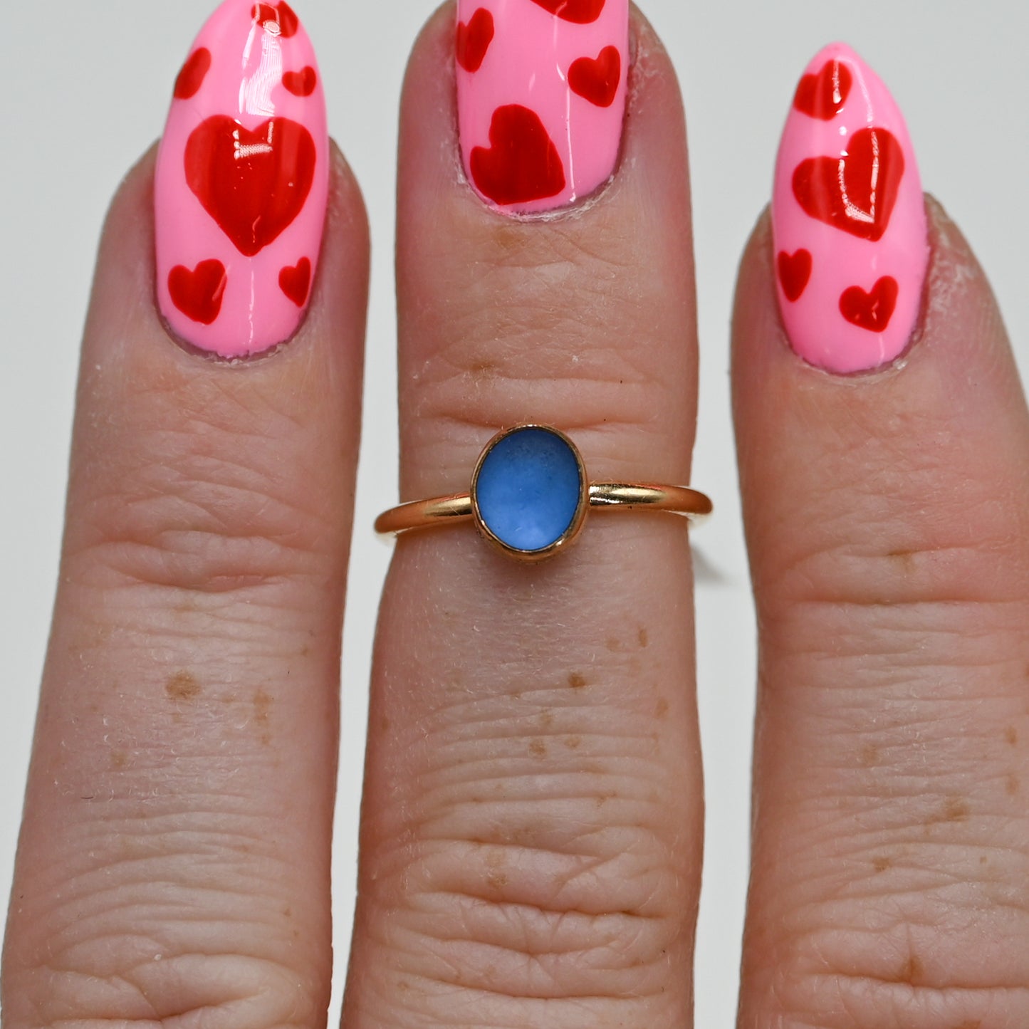 Gold fill cornflower sea glass size 4