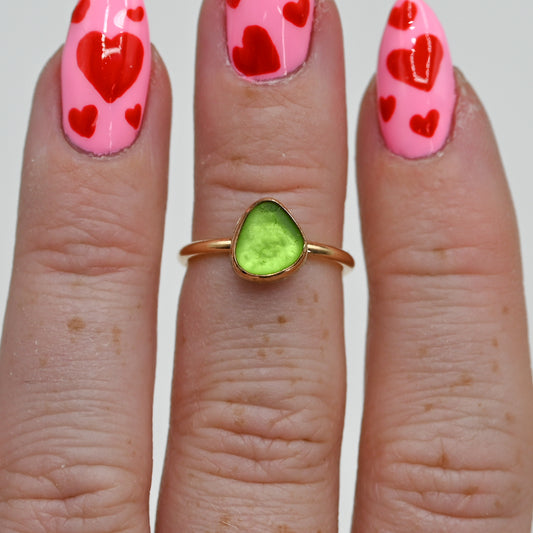 Gold fill green sea glass size 4.5