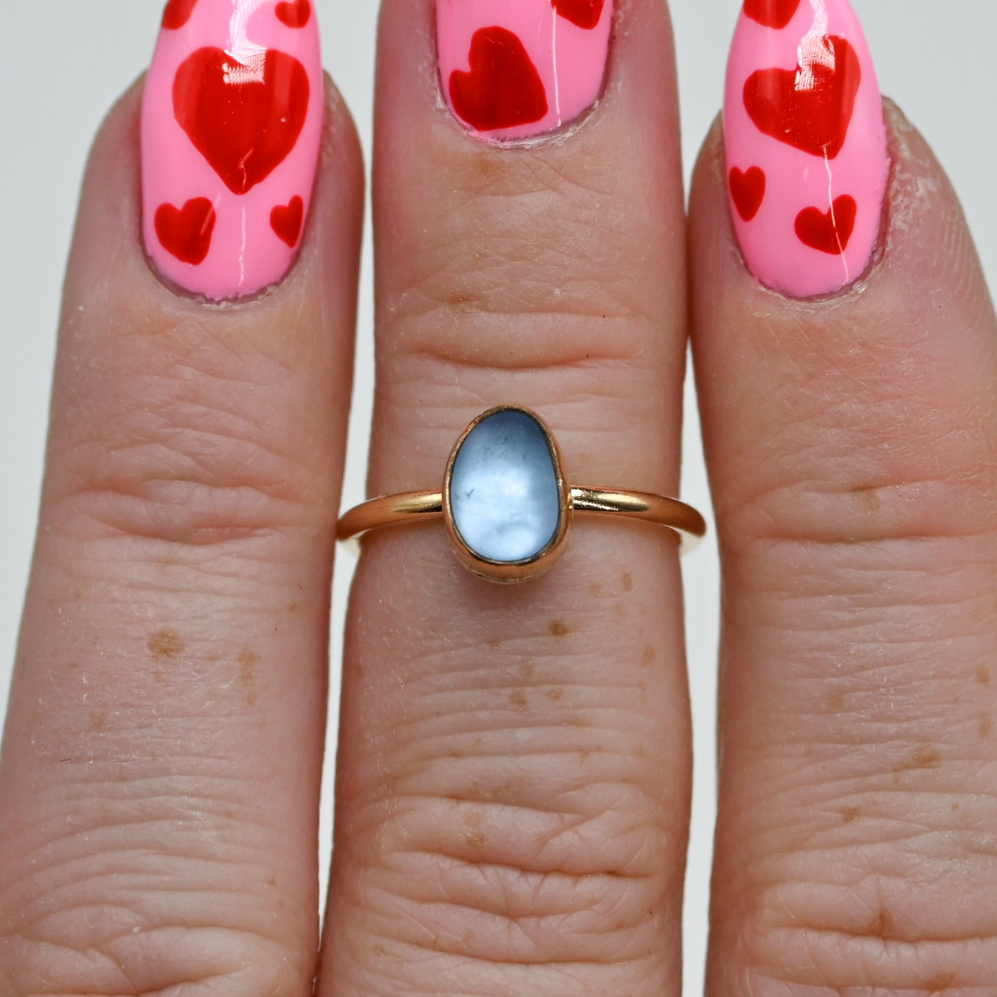 Gold fill cornflower sea glass size 4.75