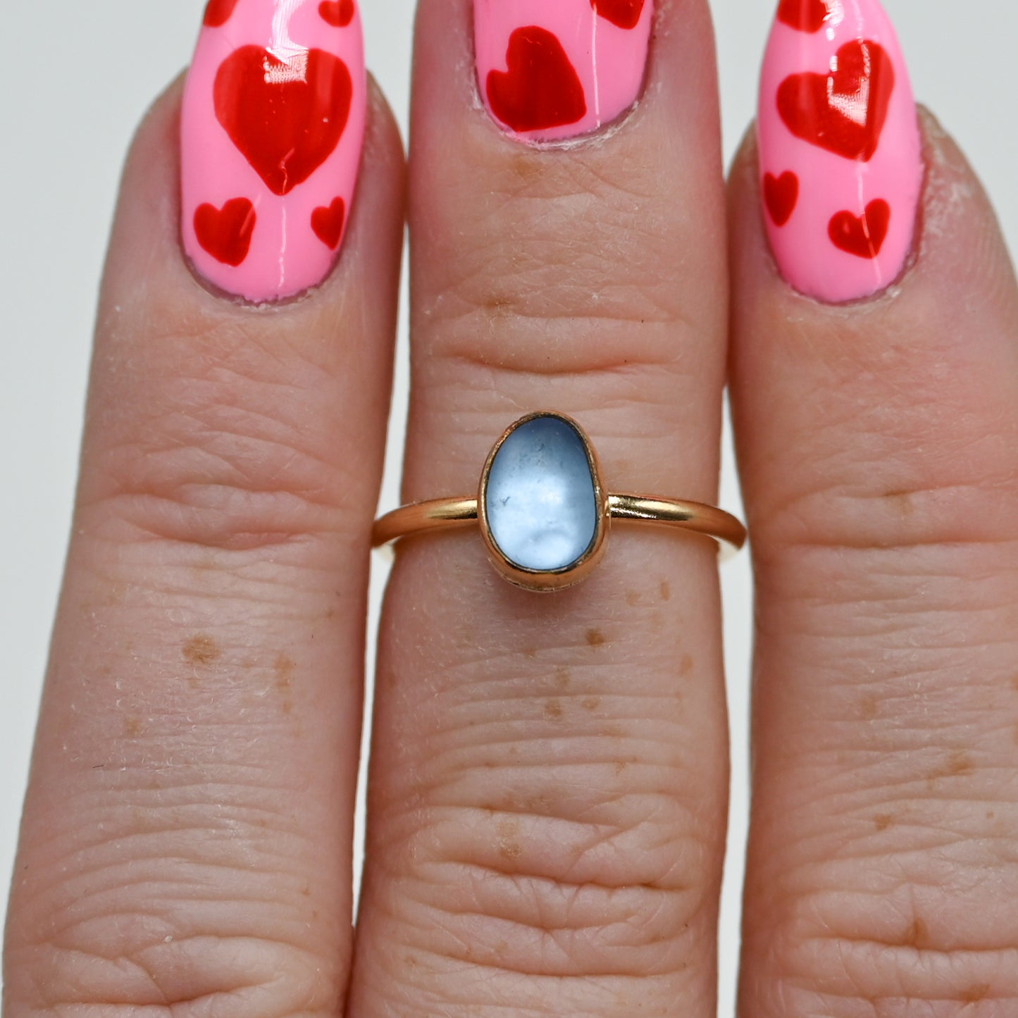 Gold fill cornflower sea glass size 4.75