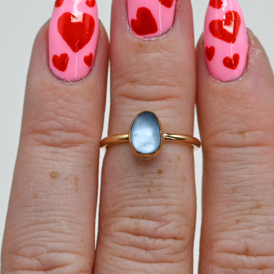 Gold fill cornflower sea glass size 4.75