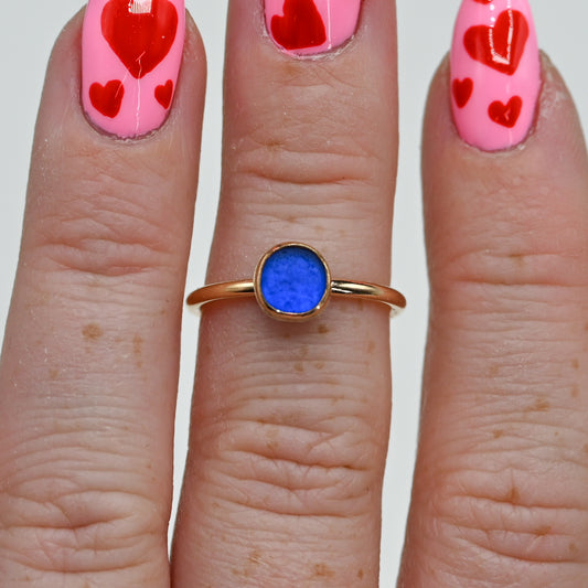 Gold fill cobalt sea glass size 6.25